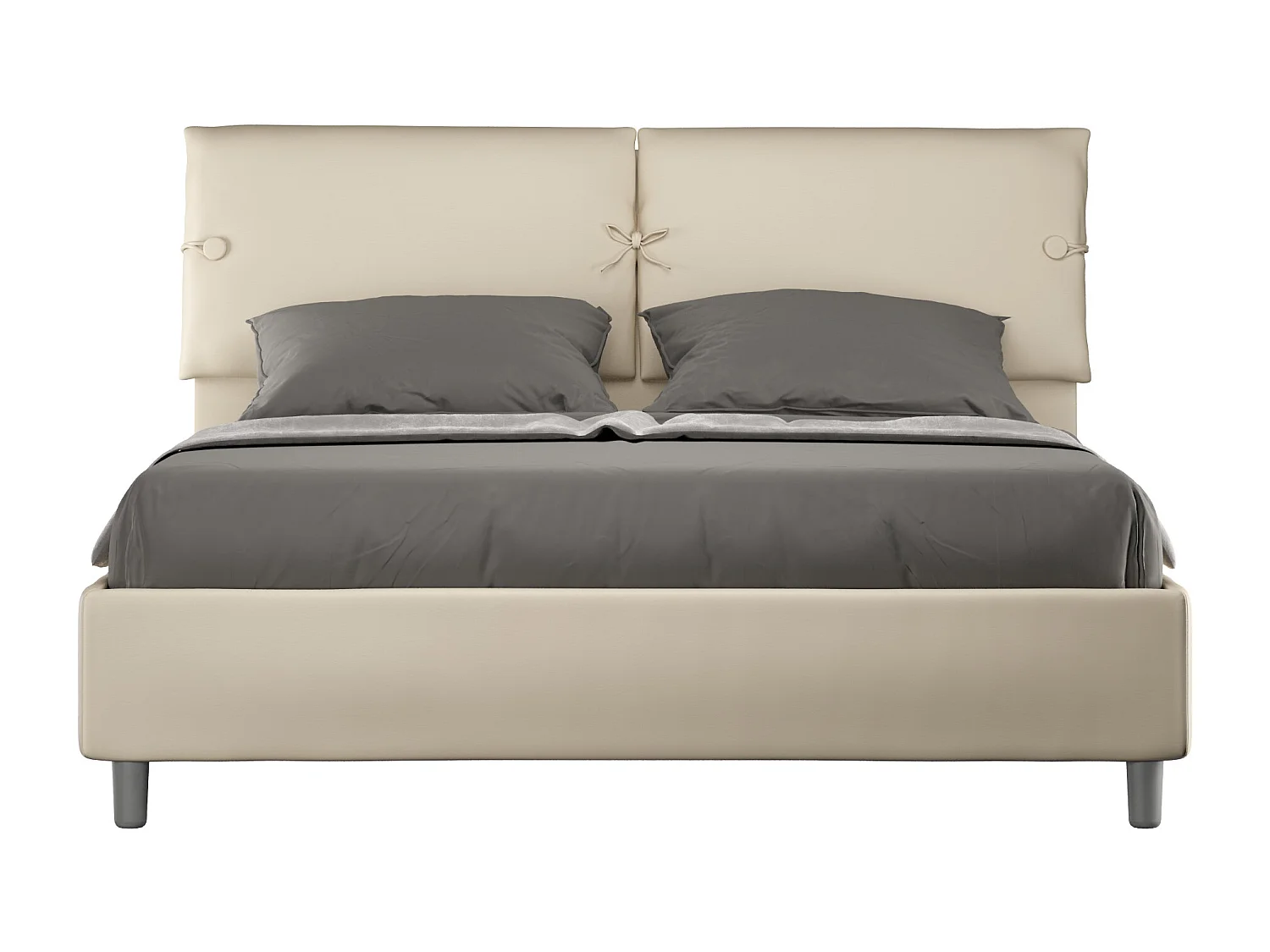 Gepolstertes Bett mit Bettkasten 160x200 mit Kunstlederbezug Taubengrau Sleeper