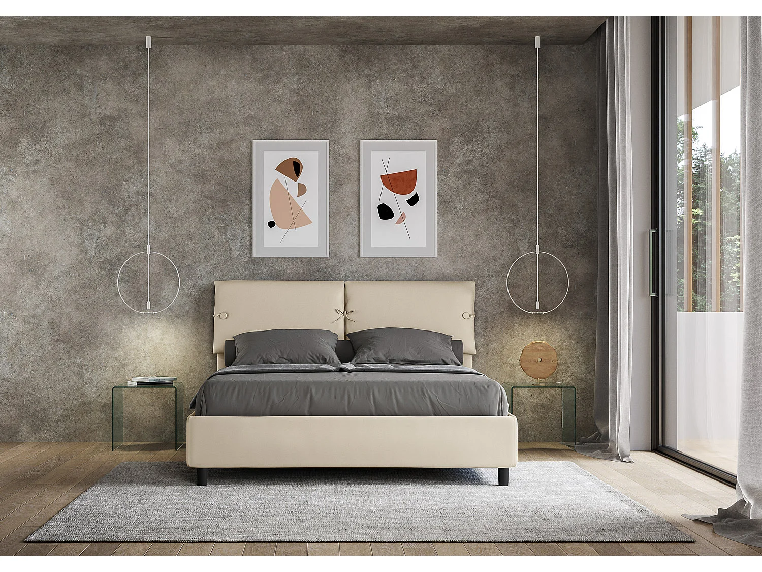 Lit coffre rembourré 160x200 similicuir taupe Sleeper