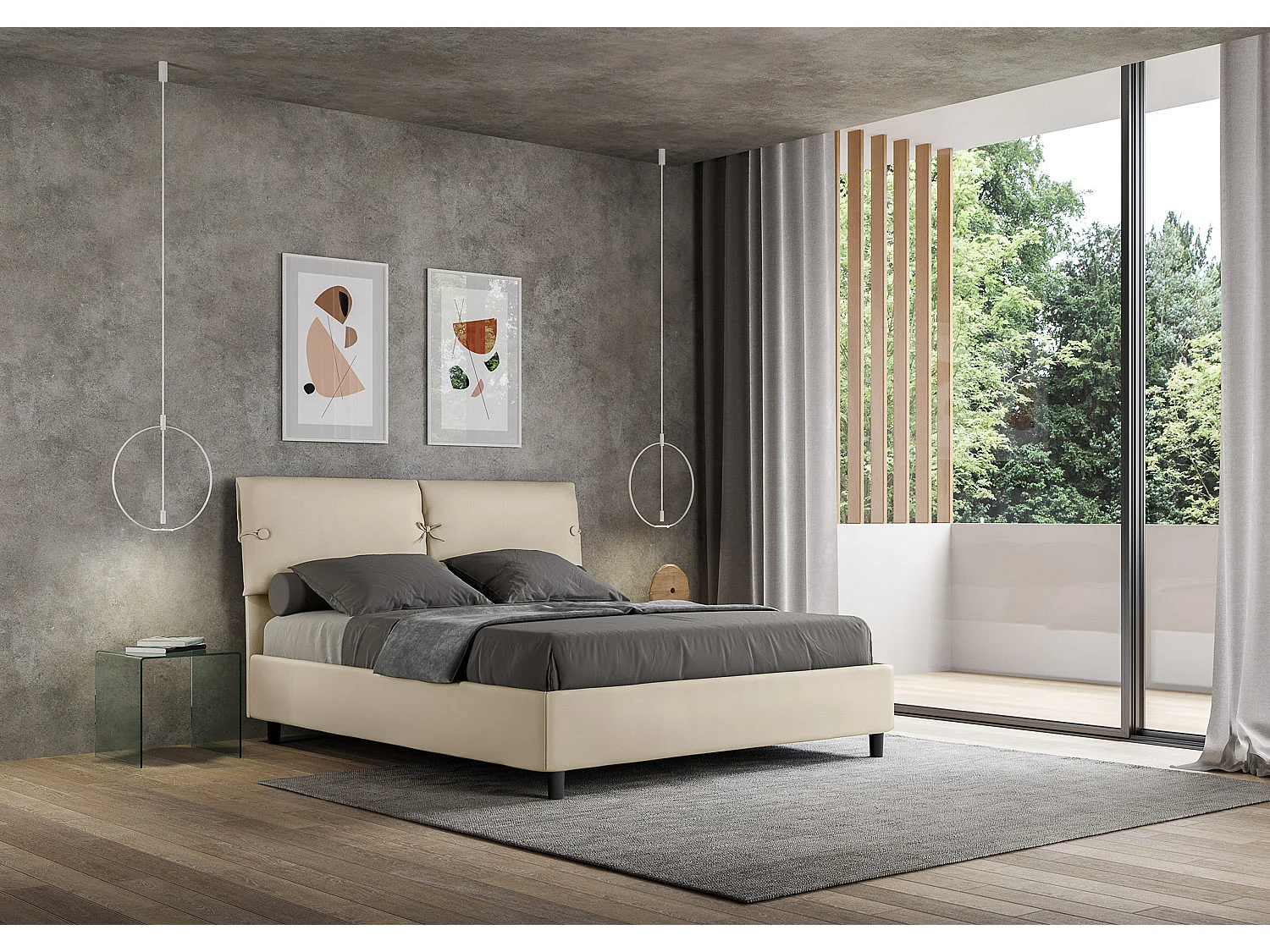 Lit coffre rembourré 160x200 similicuir taupe Sleeper