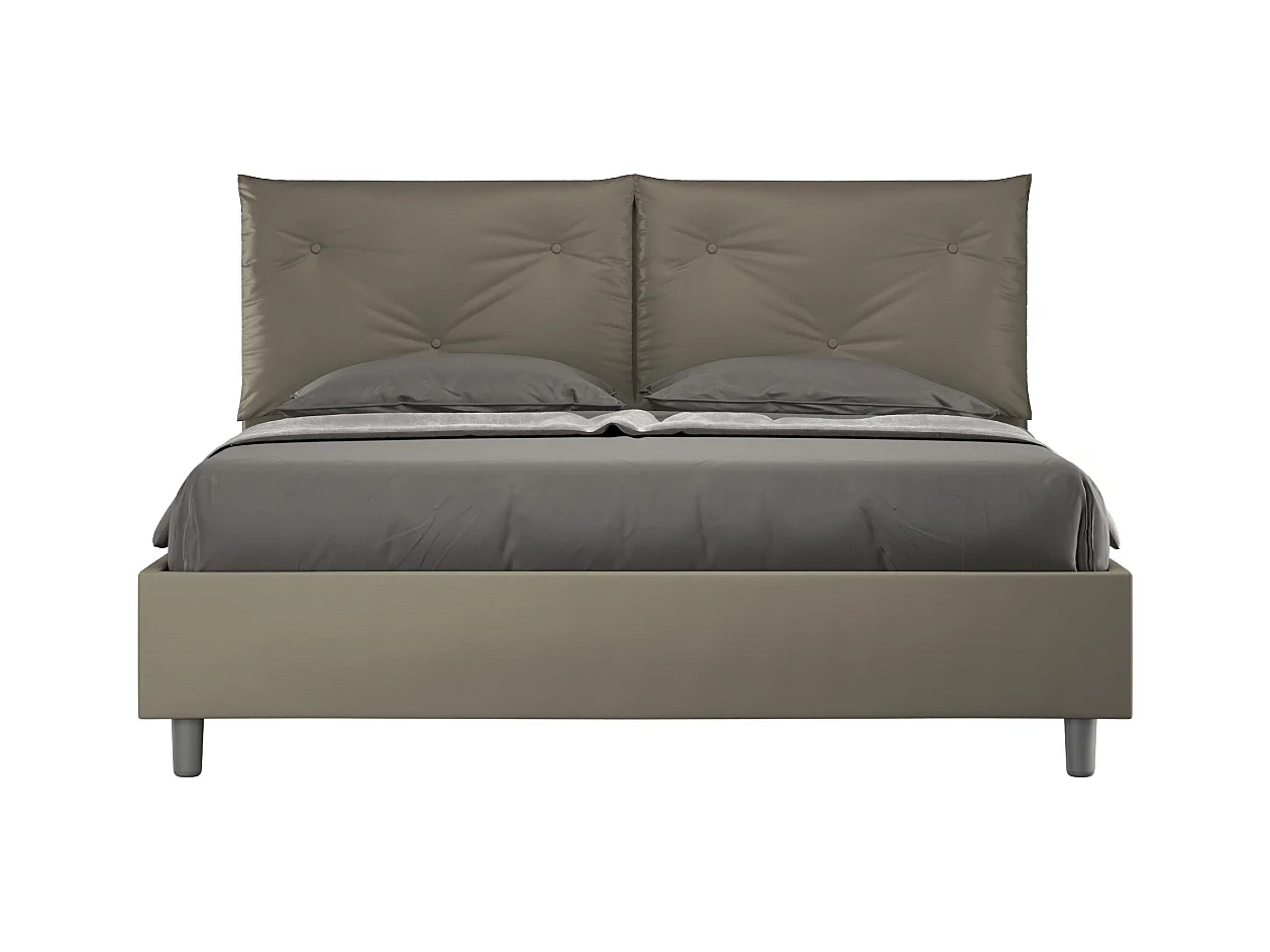 Letto contenitore imbottito 160x190 similpelle cappuccino Appia