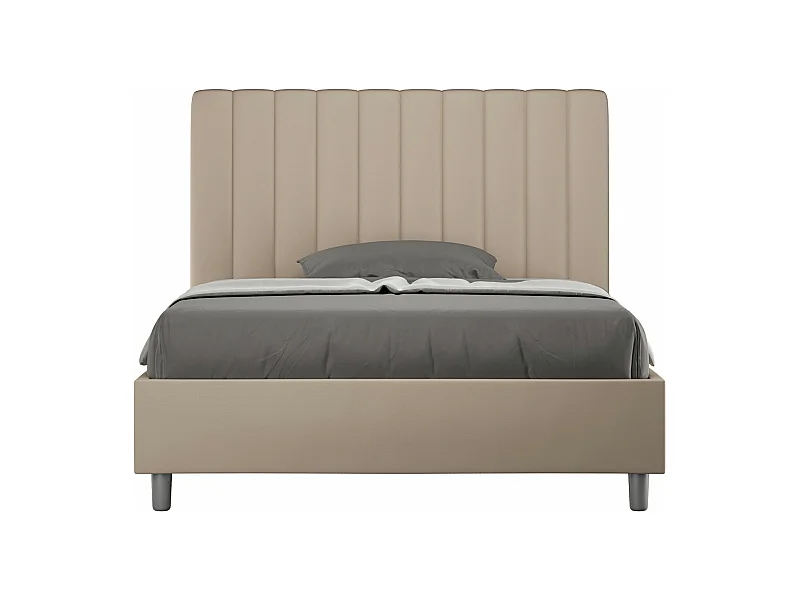 Agueda taubengraues Kunstleder-Polsterbett 140x190