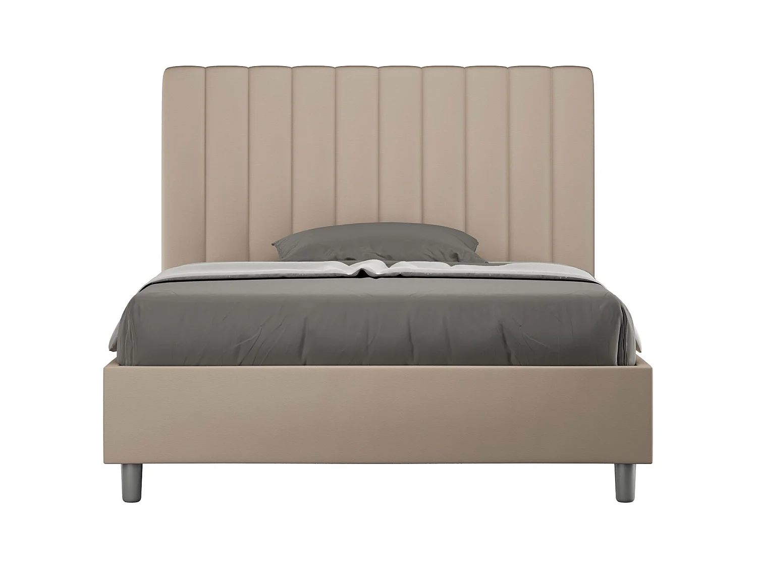 Cama contenedor tapizada símil piel gris tórtola Agueda 120x200