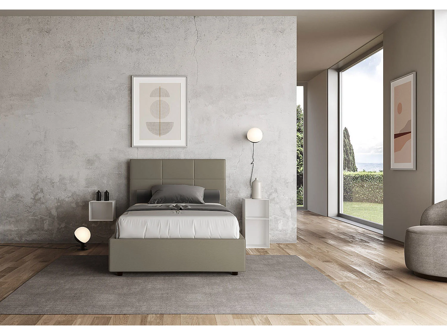 Gestoffeerd bed 120x190 met opbergruimte kunstleer cappuccino Mika