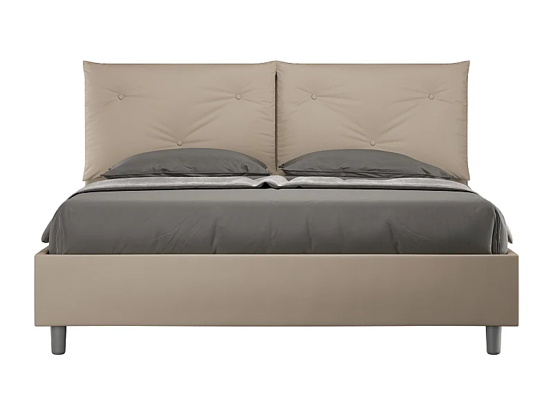 Letto contenitore imbottito 160x200 similpelle tortora Appia