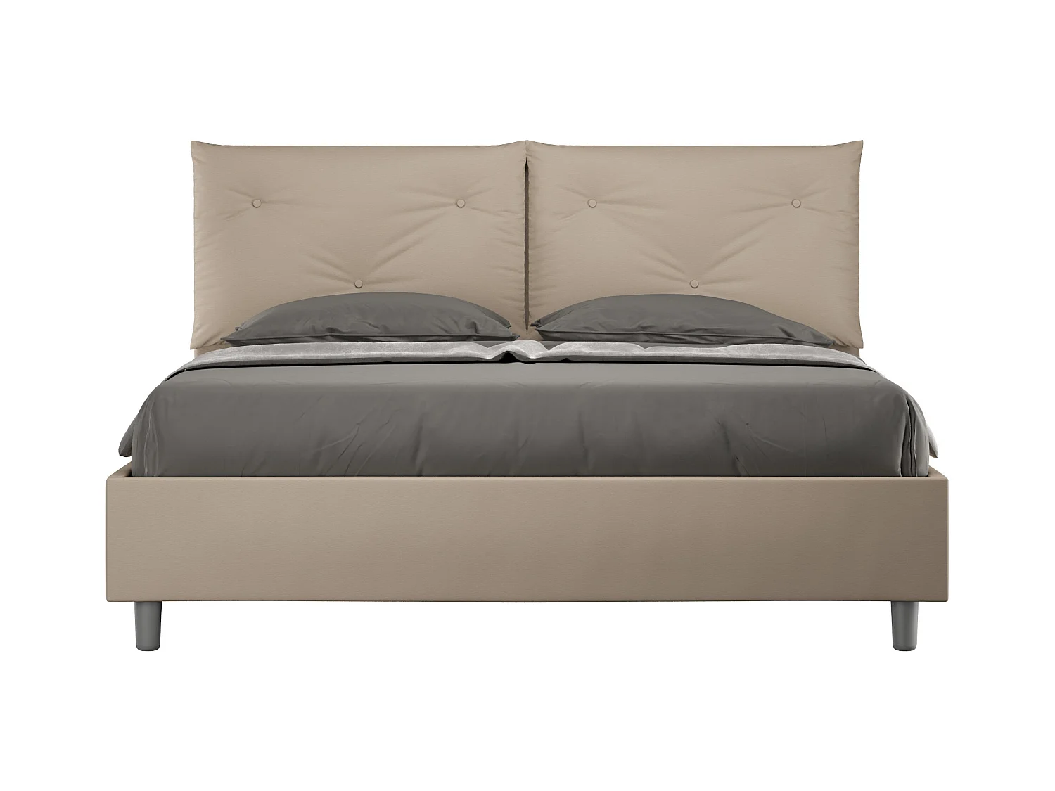 Cama contenedor tapizada 160x200 Appia símil piel gris tórtola