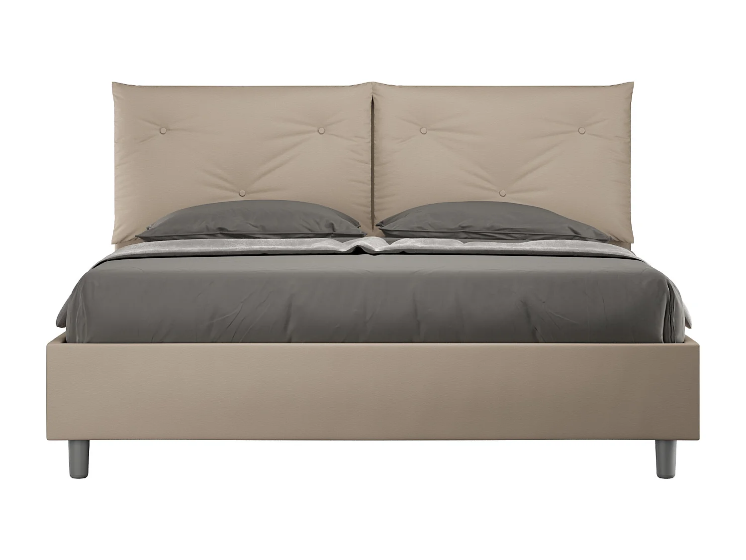 Letto contenitore imbottito 160x200 similpelle tortora Appia