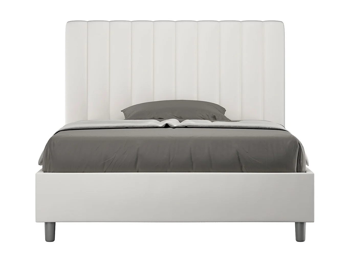 Gestoffeerd bed 120x190 met opbergruimte kunstleer wit Agueda