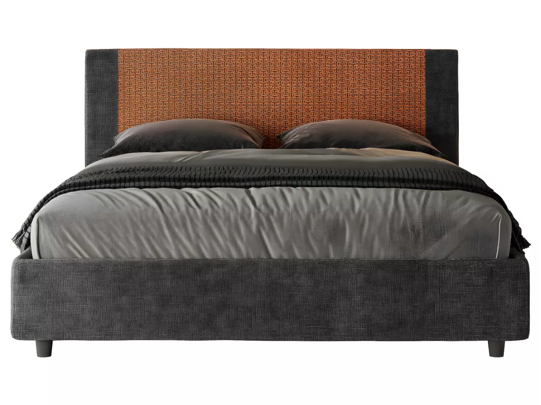 Kauf Unique Gepolstertes Bett mit Bettkasten 160x200 mit Stoffbezug Labirinto 04 Orange Rosal