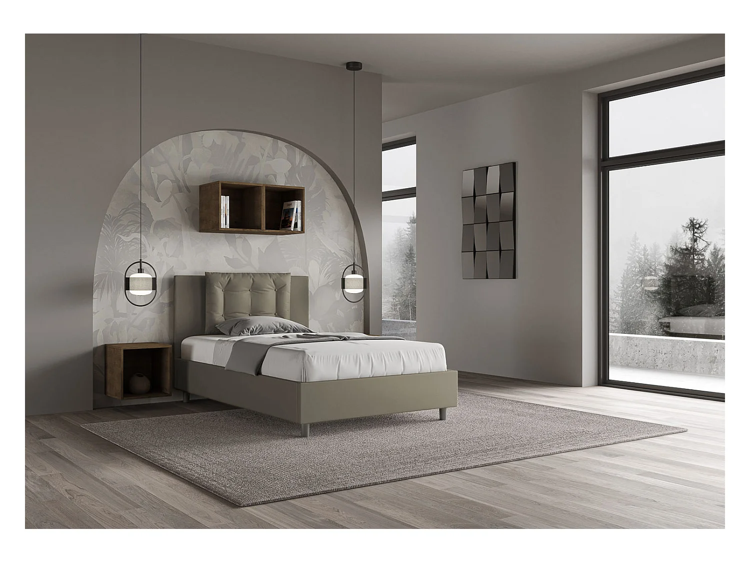 Andry Italiaans kingsize kunstleren bed-Kleur Bruin-Slapen 120x190cm-Keuze Met kofferbak