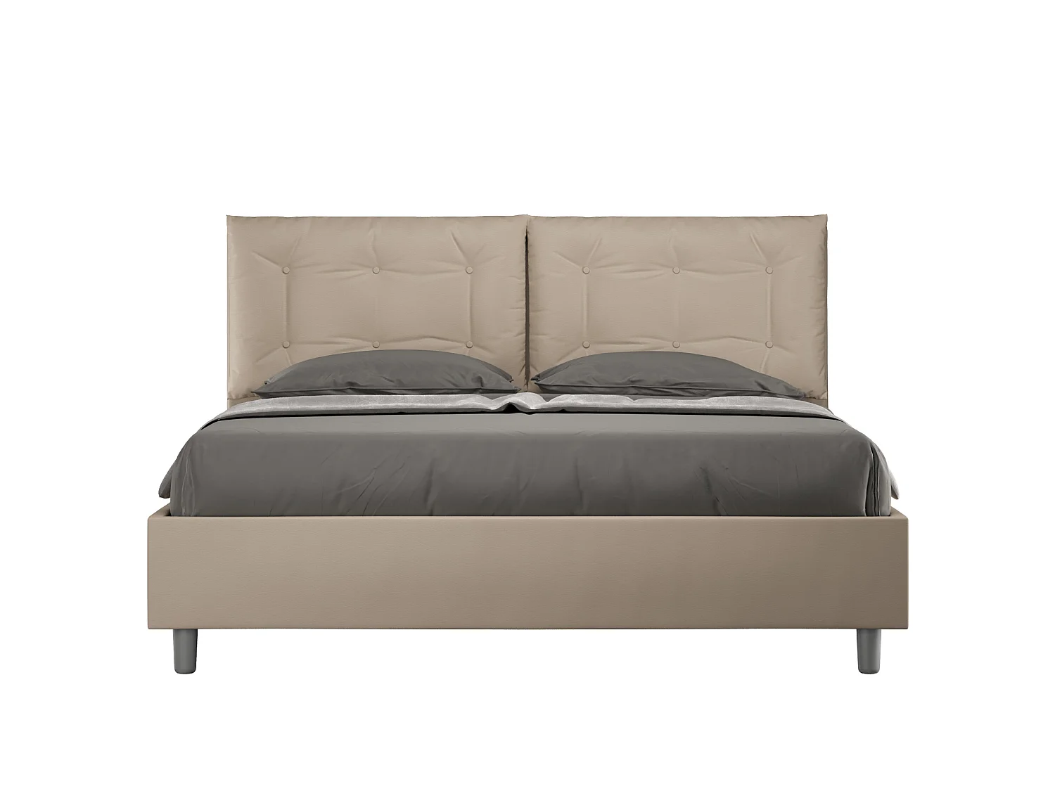 Lit sans sommier rembourré 160x200 similicuir taupe Annalisa