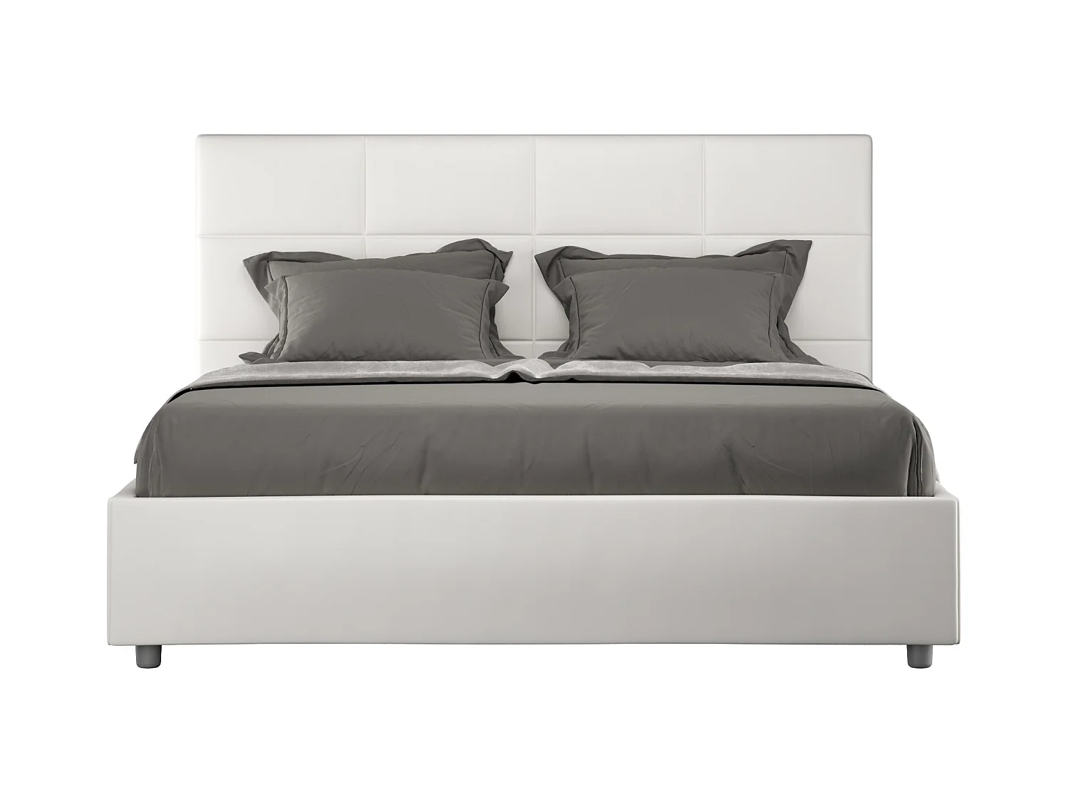 Lit sans sommier rembourré 160x190 similicuir blanc Mika