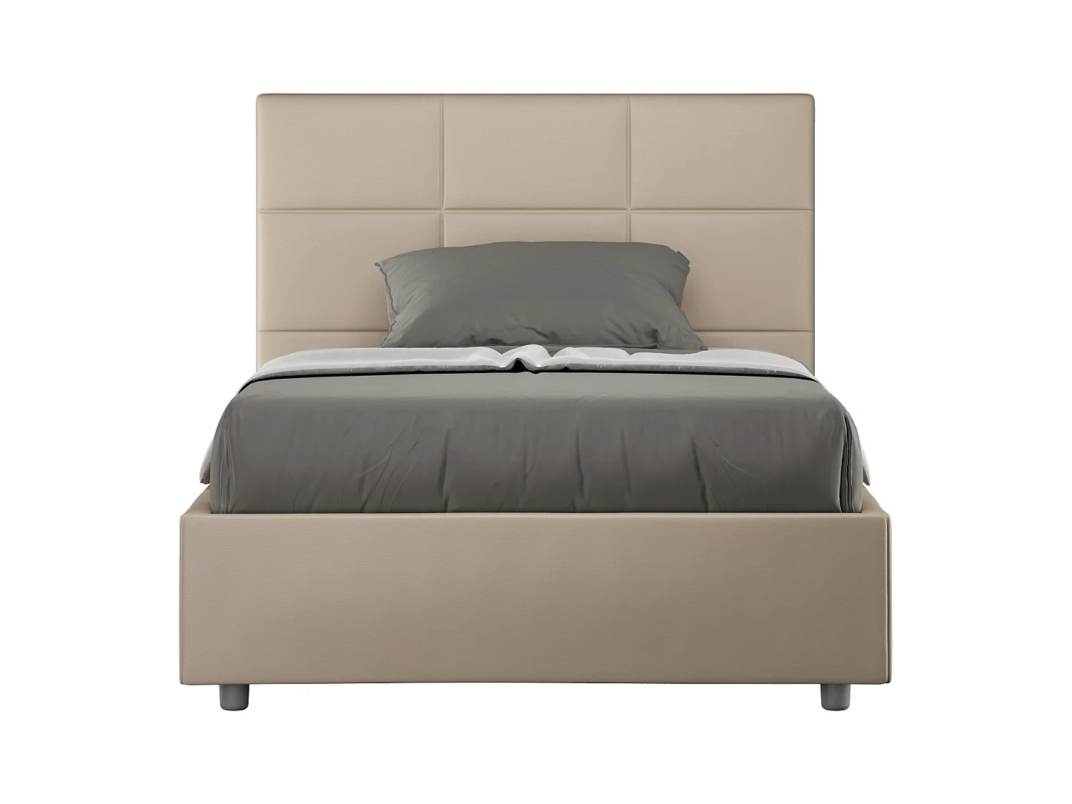 Lit sans sommier rembourré 140x190 similicuir taupe Mika