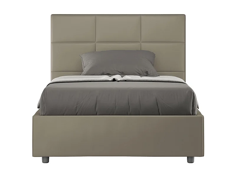 Letto con rete imbottito 140x190 similpelle cappuccino Mika