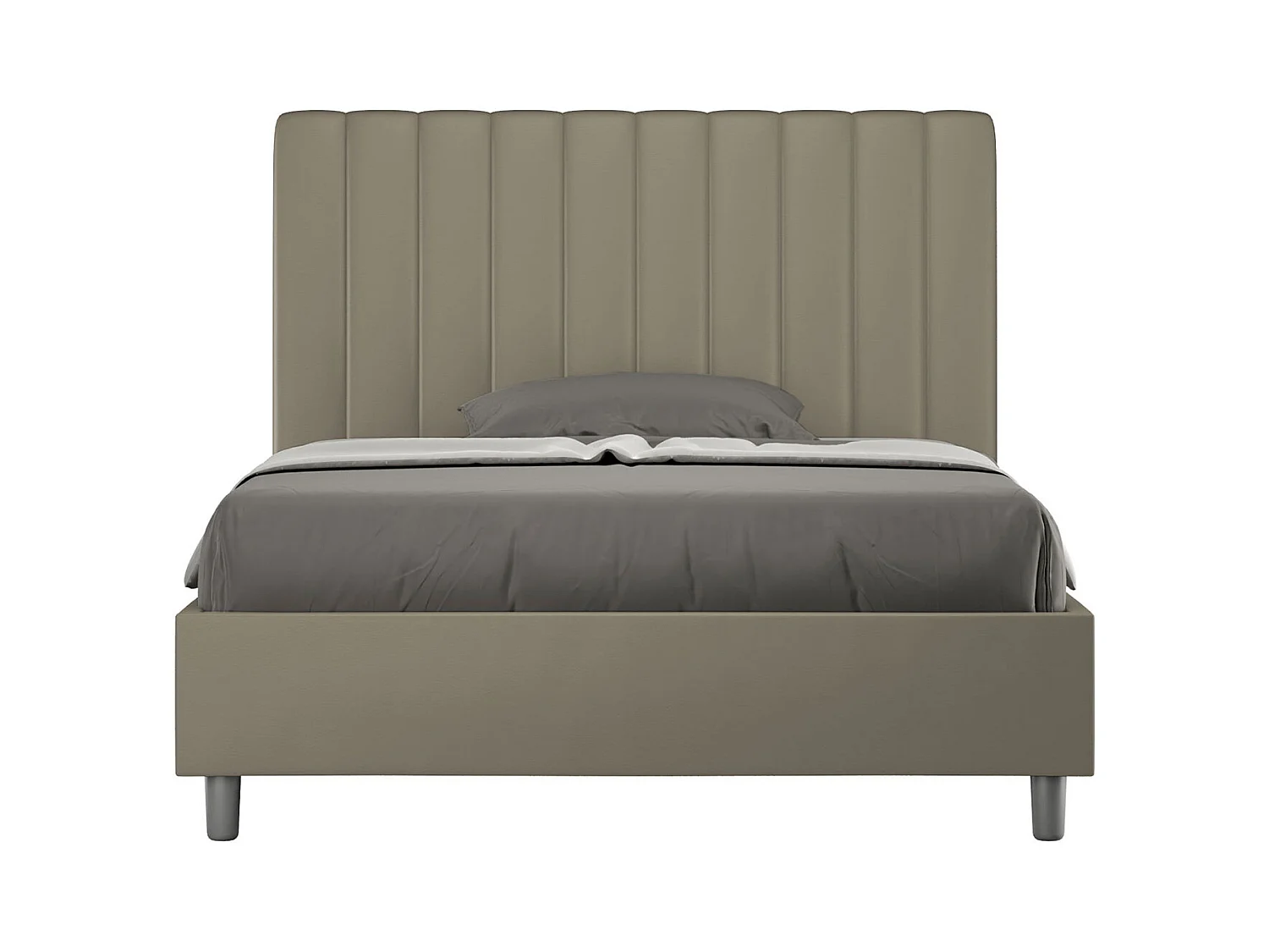 Lit avec sommier rembourrée 140x190 similicuir cappuccino Agueda