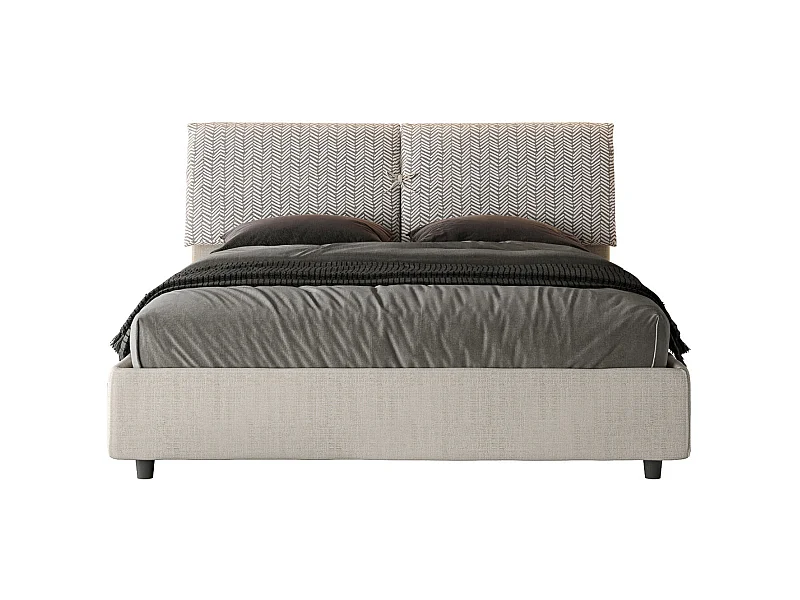 Cama con somier acolchado 160x210 Aragona 1 tela Mados blanco