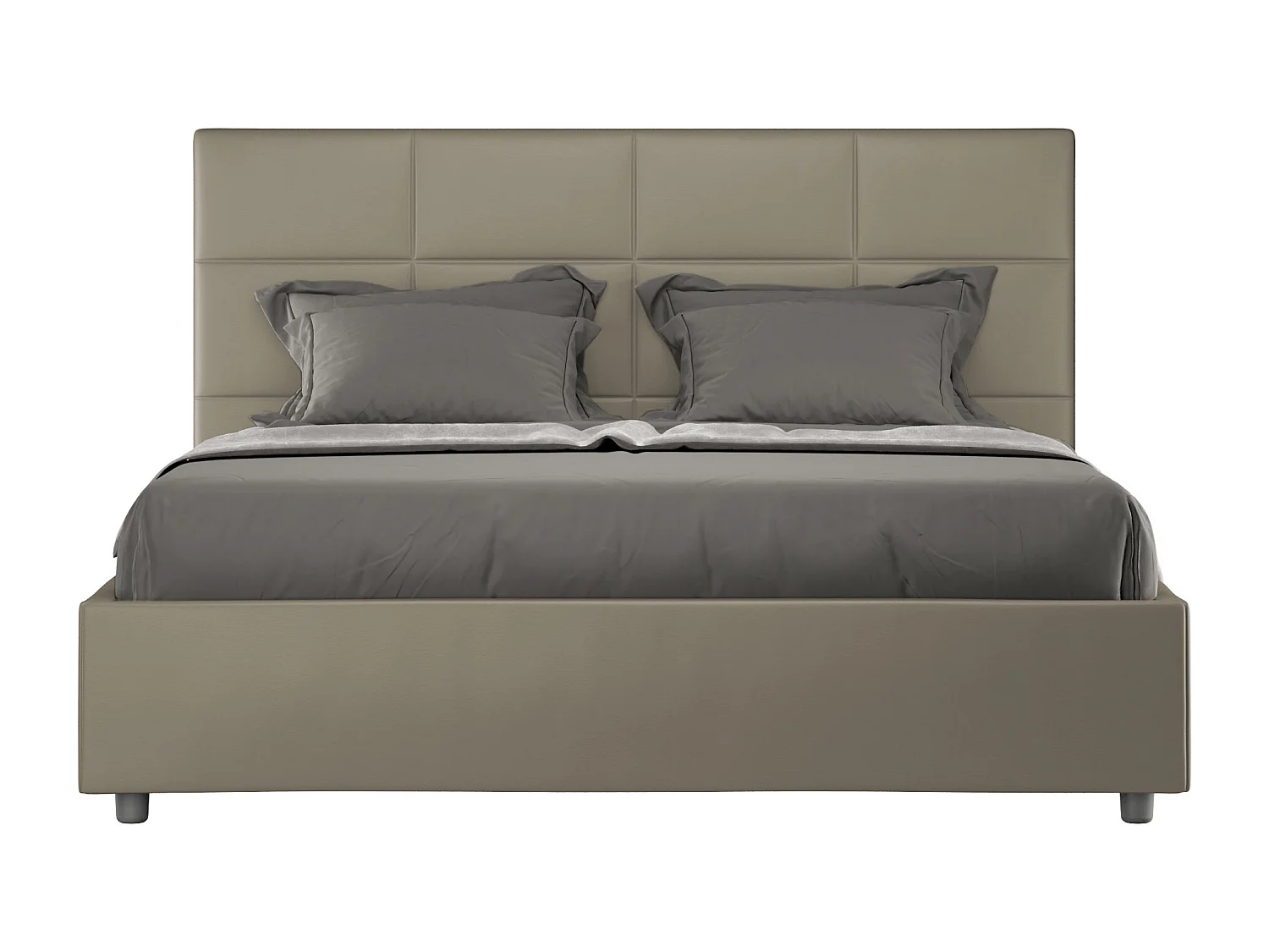 Lit avec sommier rembourré 160x200 similicuir cappuccino Mika