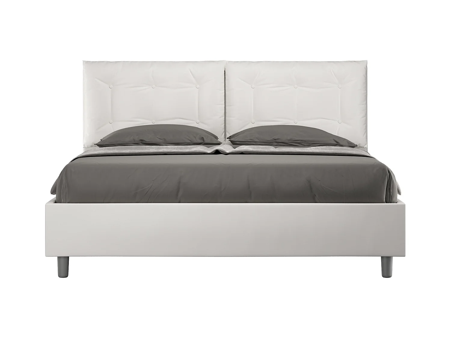 Letto senza rete imbottito 160x200 similpelle bianco Annalisa