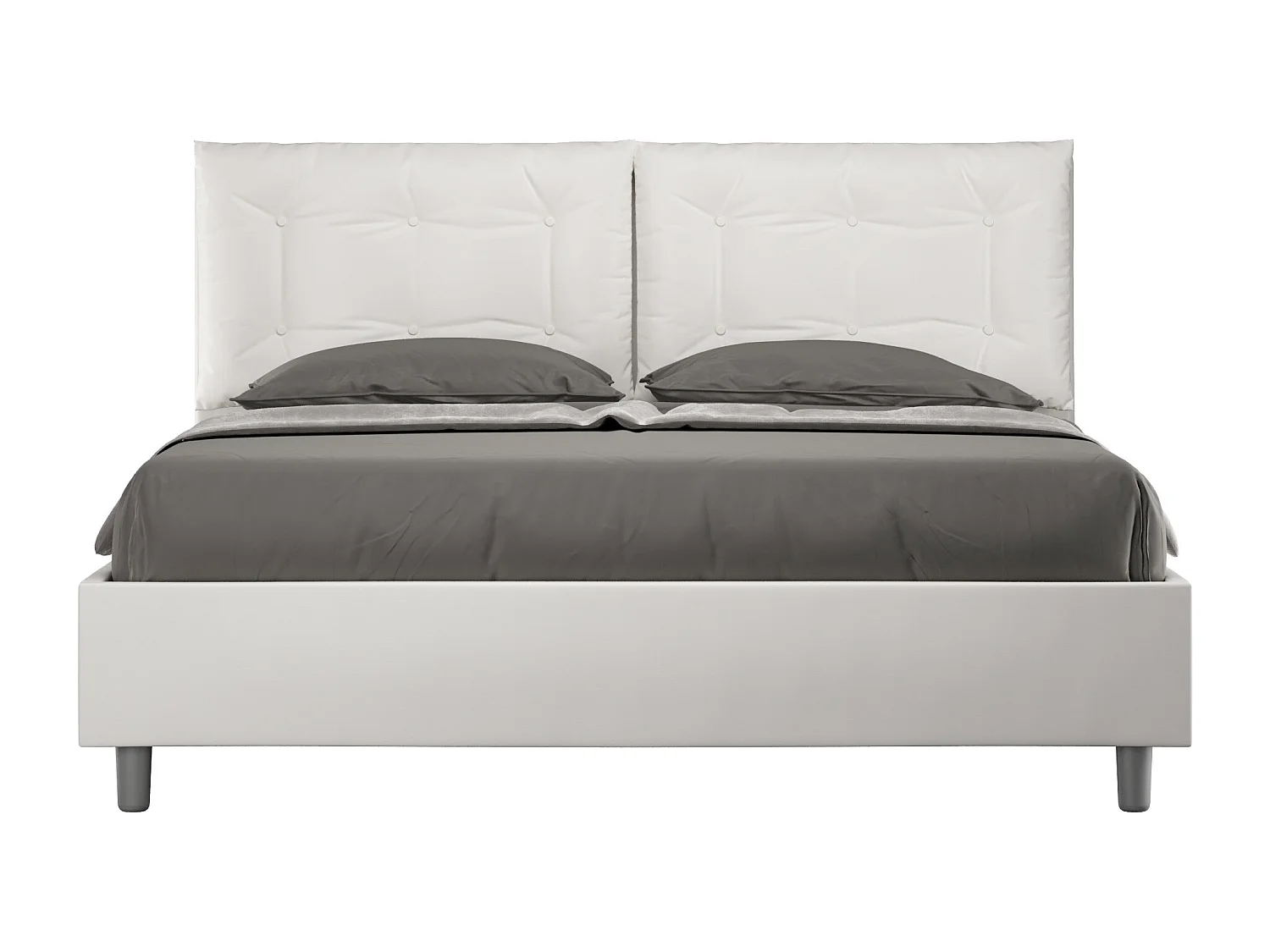 Letto senza rete imbottito 160x200 similpelle bianco Annalisa