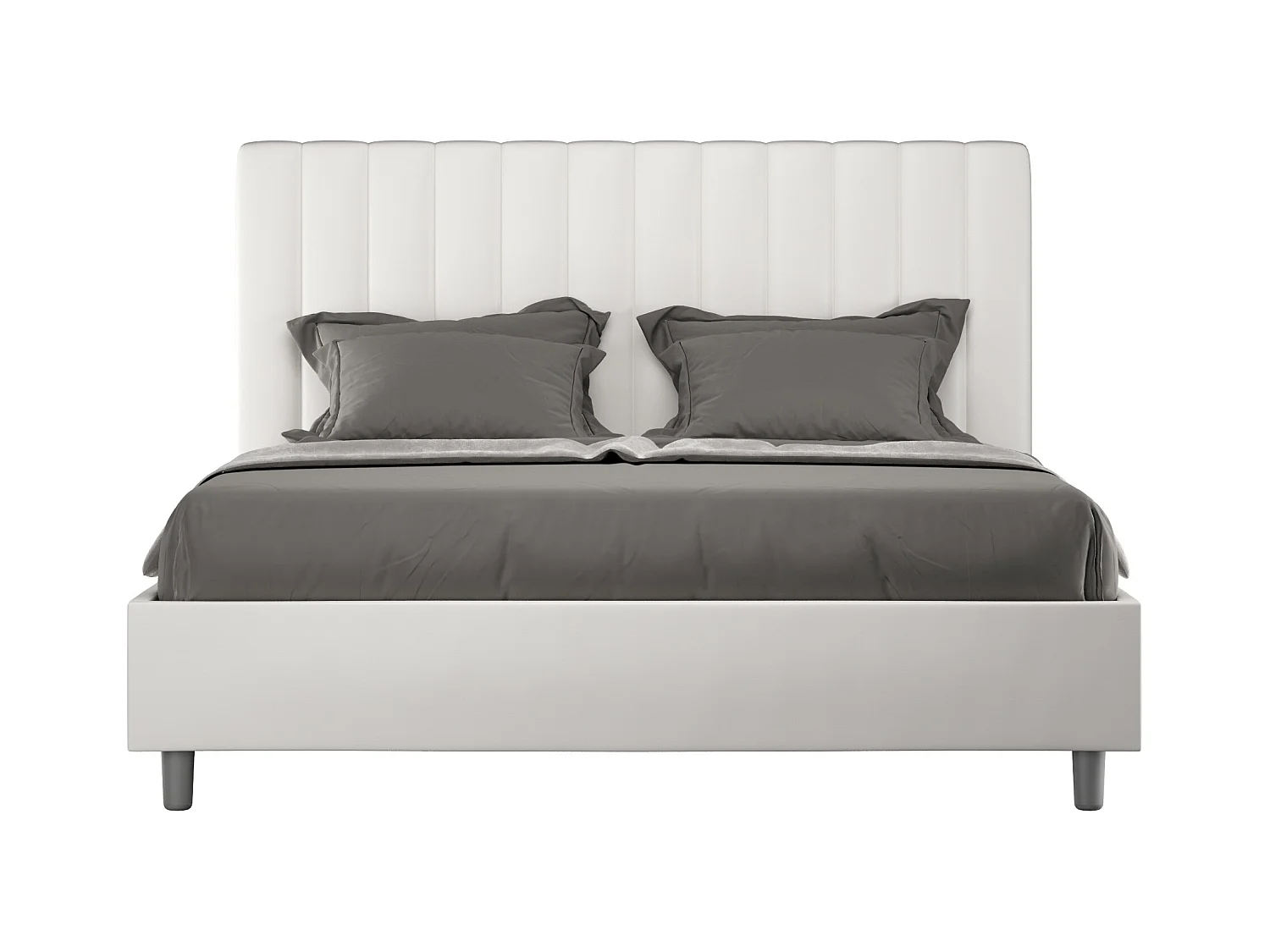 Lit avec sommier rembourrée 160x190 similicuir blanc Agueda