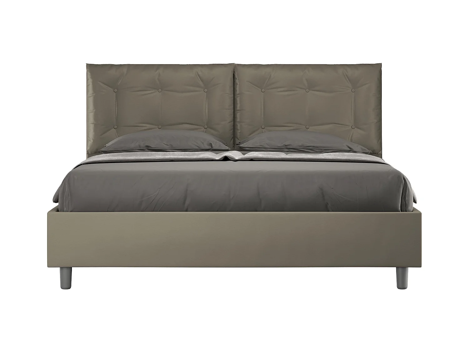 Lit sans sommier rembourré 160x210 similicuir cappuccino Annalisa