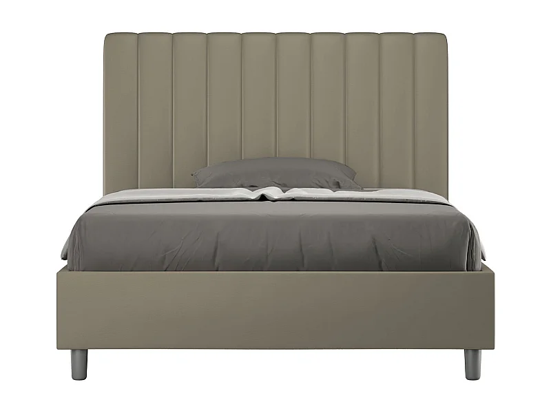 Gestoffeerd bed 140x200 met lattenbodem kunstleer cappuccino Agueda