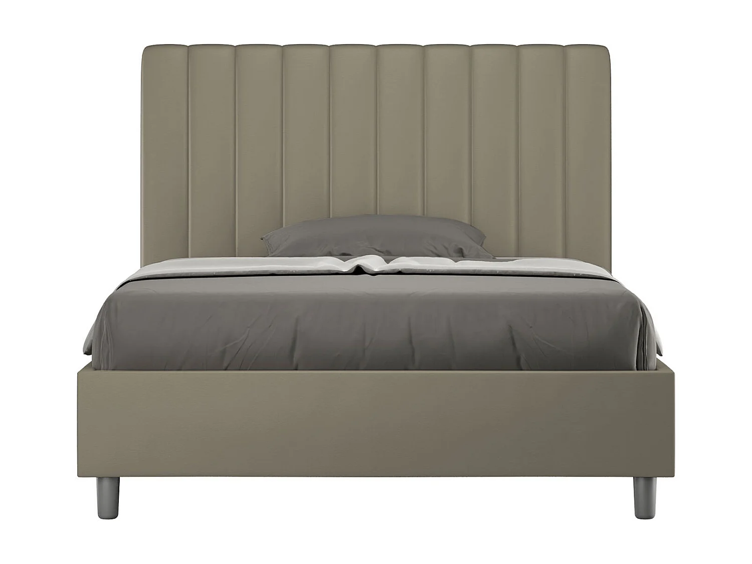 Lit double avec sommier rembourré 140x200 similicuir cappuccino Agueda