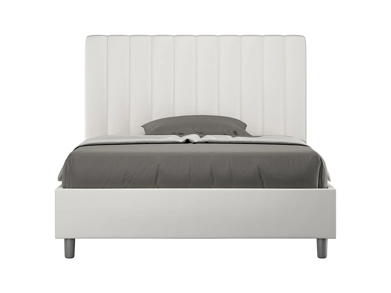 Letto con rete imbottito 120x200 similpelle bianco Agueda