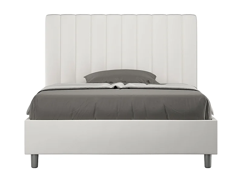 Gestoffeerd bed 120x200 met lattenbodem kunstleer wit Agueda