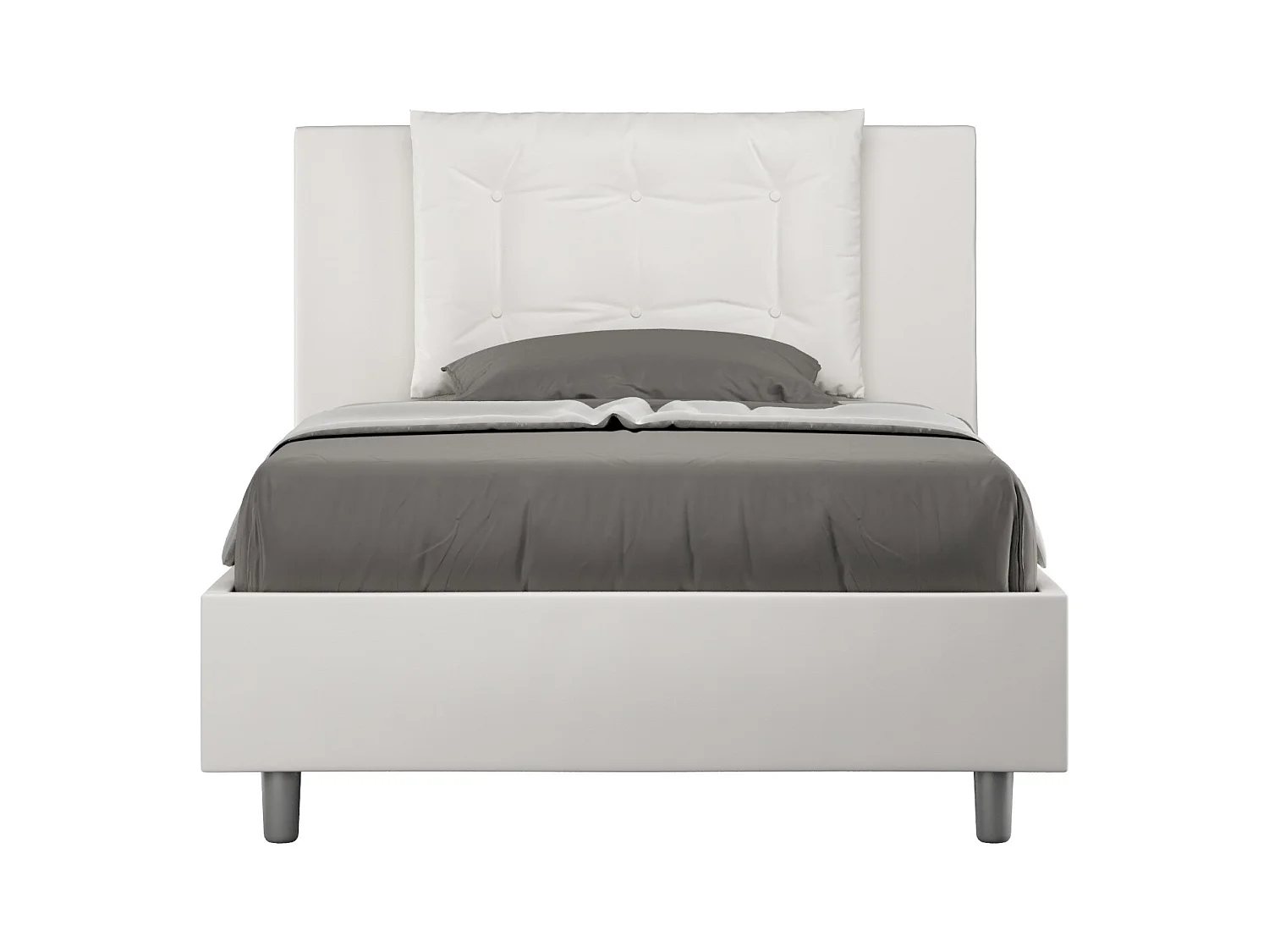 Andry Italiaans kingsize kunstleren bed-Kleur Wit-Slapen 120x190cm-Keuze Zonder boxspring