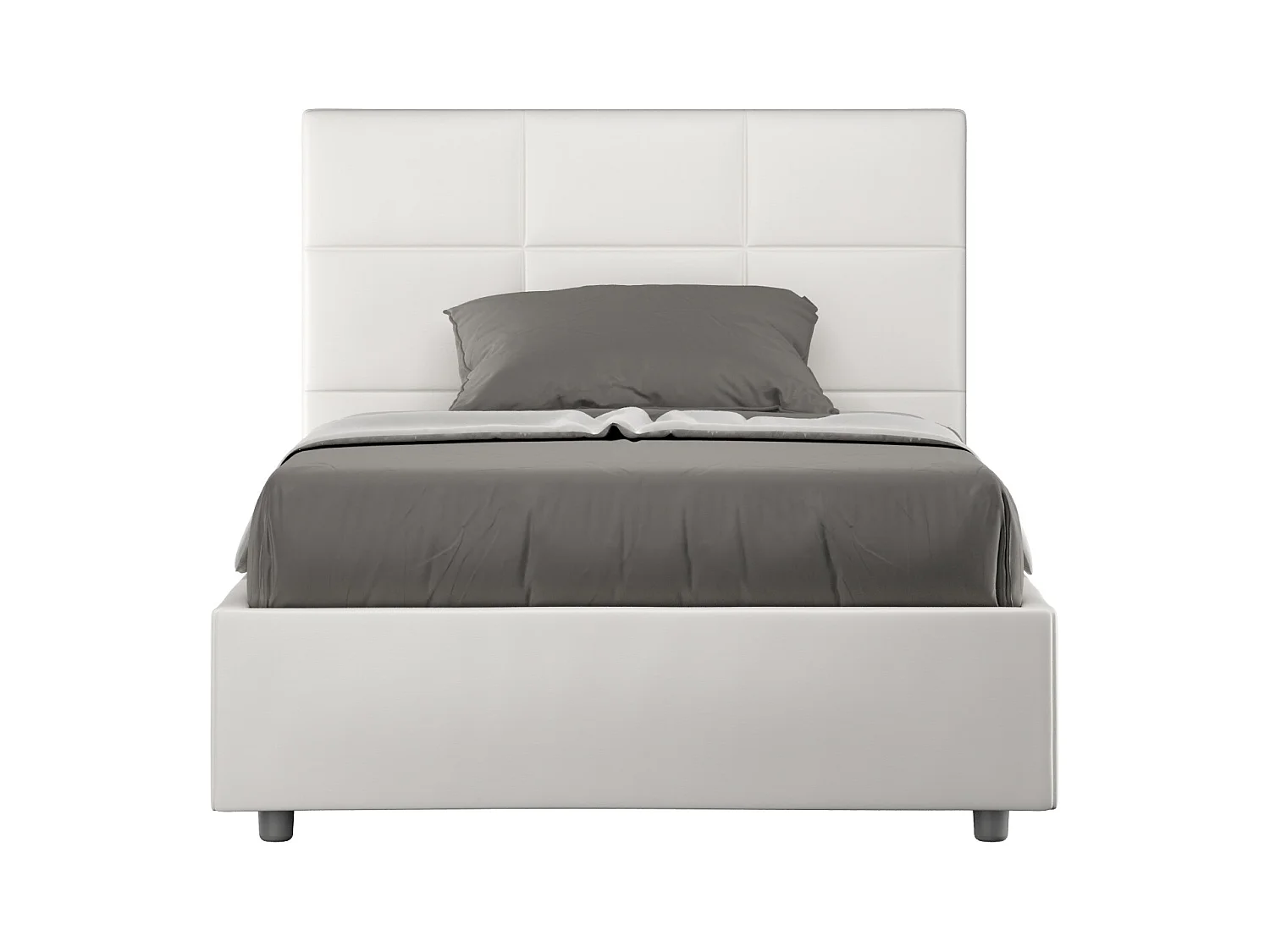 Lit 1 place et demi sans sommier rembourré 120x190 similicuir blanc Mika