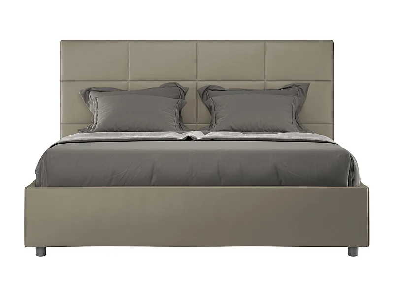 Letto senza rete imbottito 160x200 similpelle cappuccino Mika