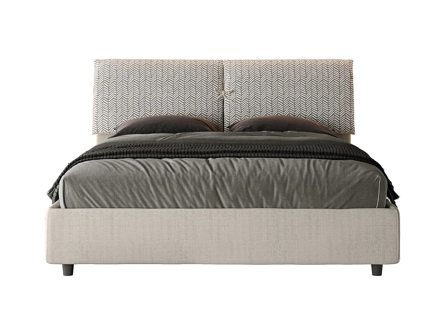 Letto senza rete imbottito 160x200 tessuto Aragona 1 bianco Mados