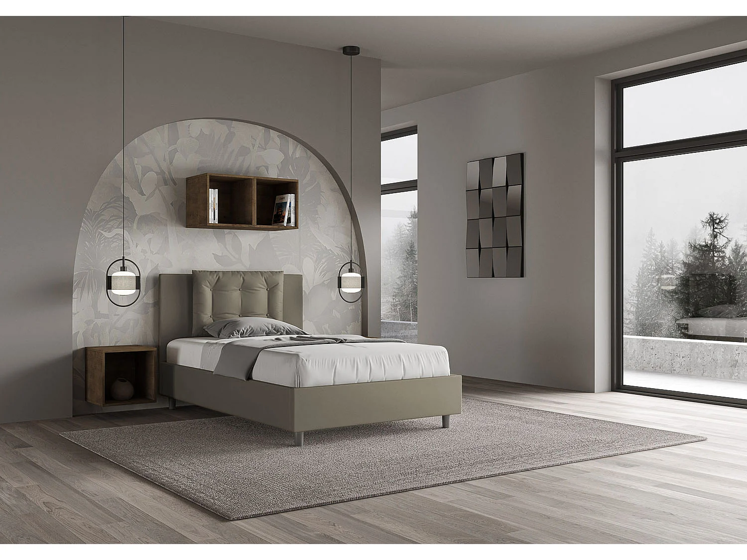 Gestoffeerd bed 120x190 met lattenbodem kunstleer cappuccino Annalisa