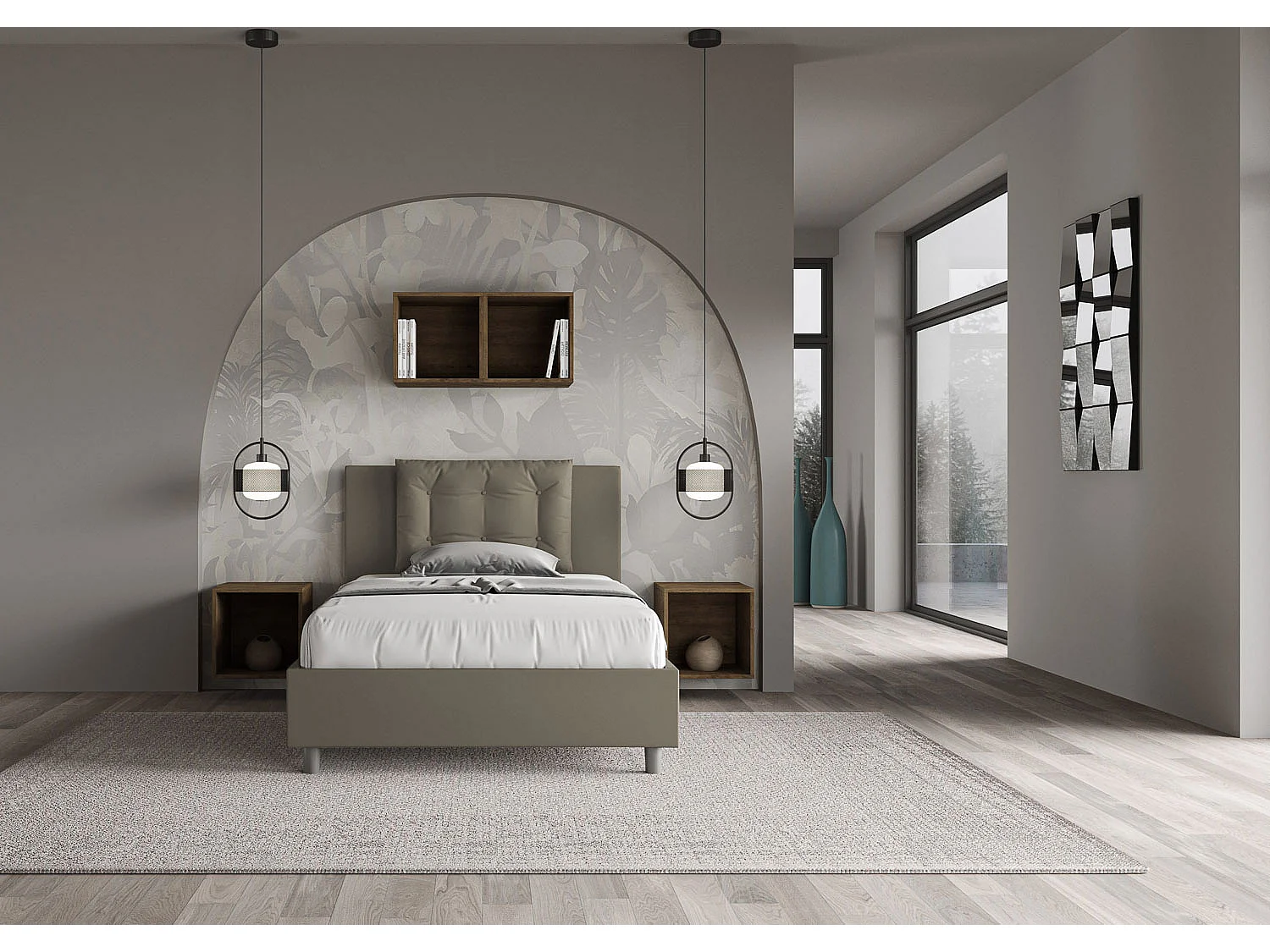 Gestoffeerd bed 120x190 met lattenbodem kunstleer cappuccino Annalisa