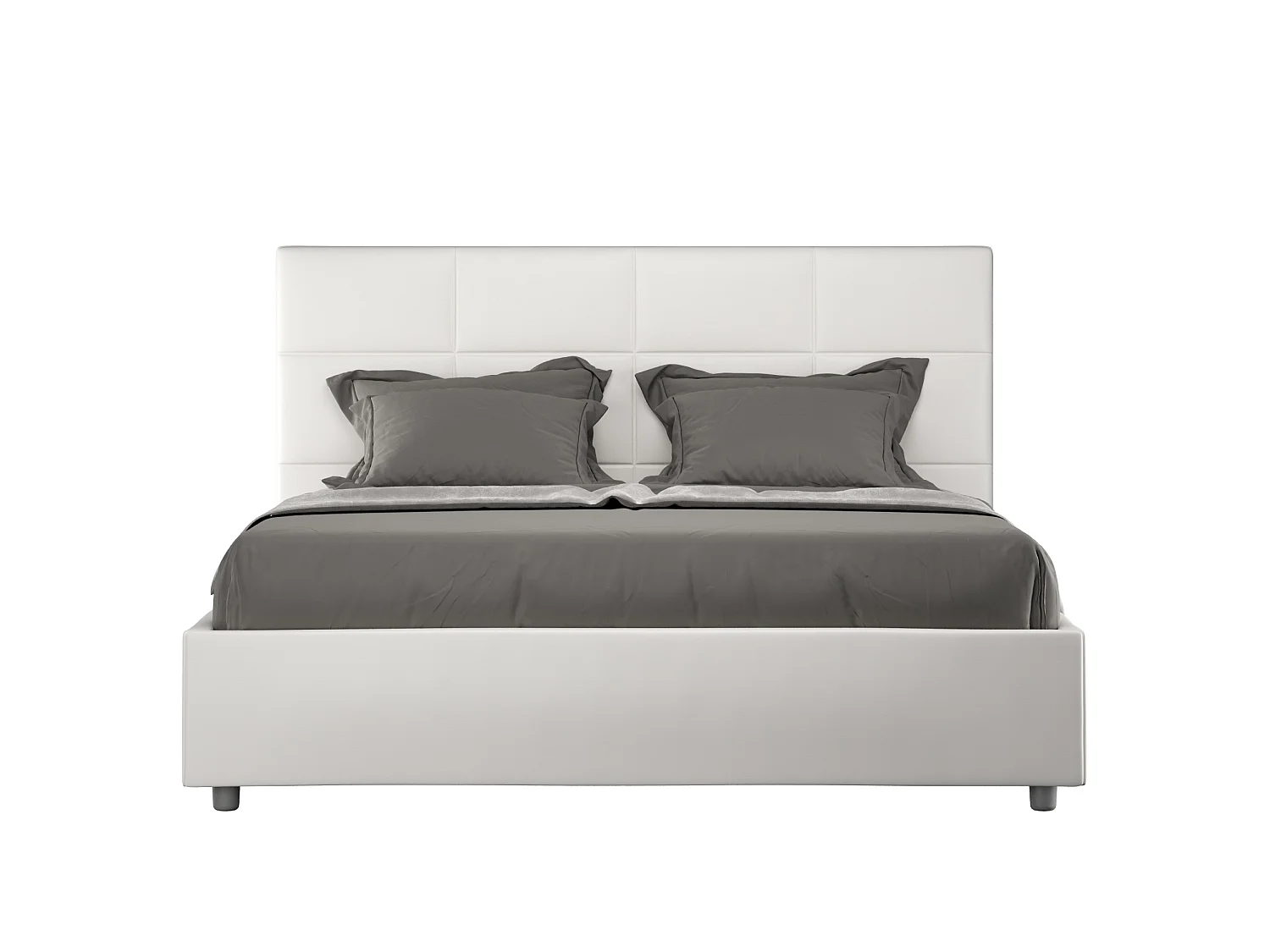 Lit sans sommier rembourré 160x200 similicuir blanc Mika