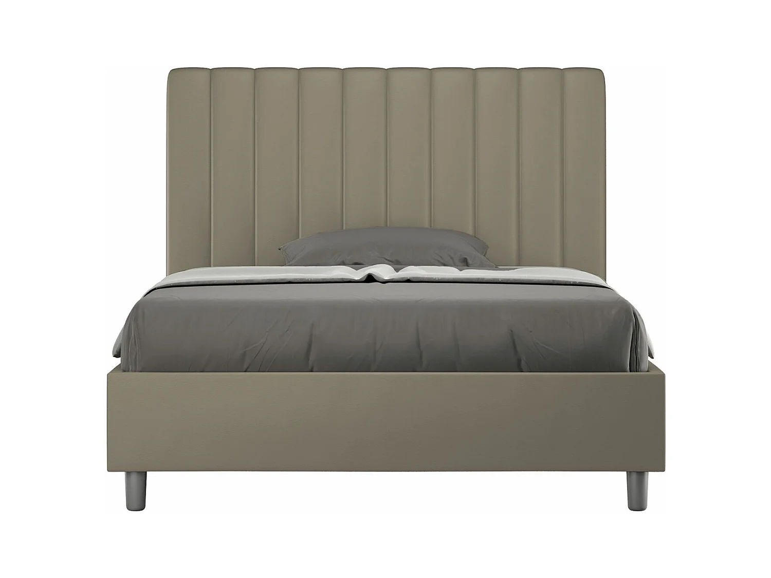 Lit 1 place et demi sans sommier rembourré 120x210 similicuir cappuccino Agueda
