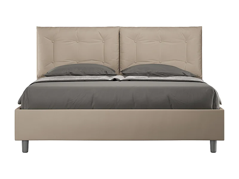 Andry Italiaans kingsize kunstleren bed-Kleur Licht beige-Slapen 160x200cm-Keuze Met boxspring