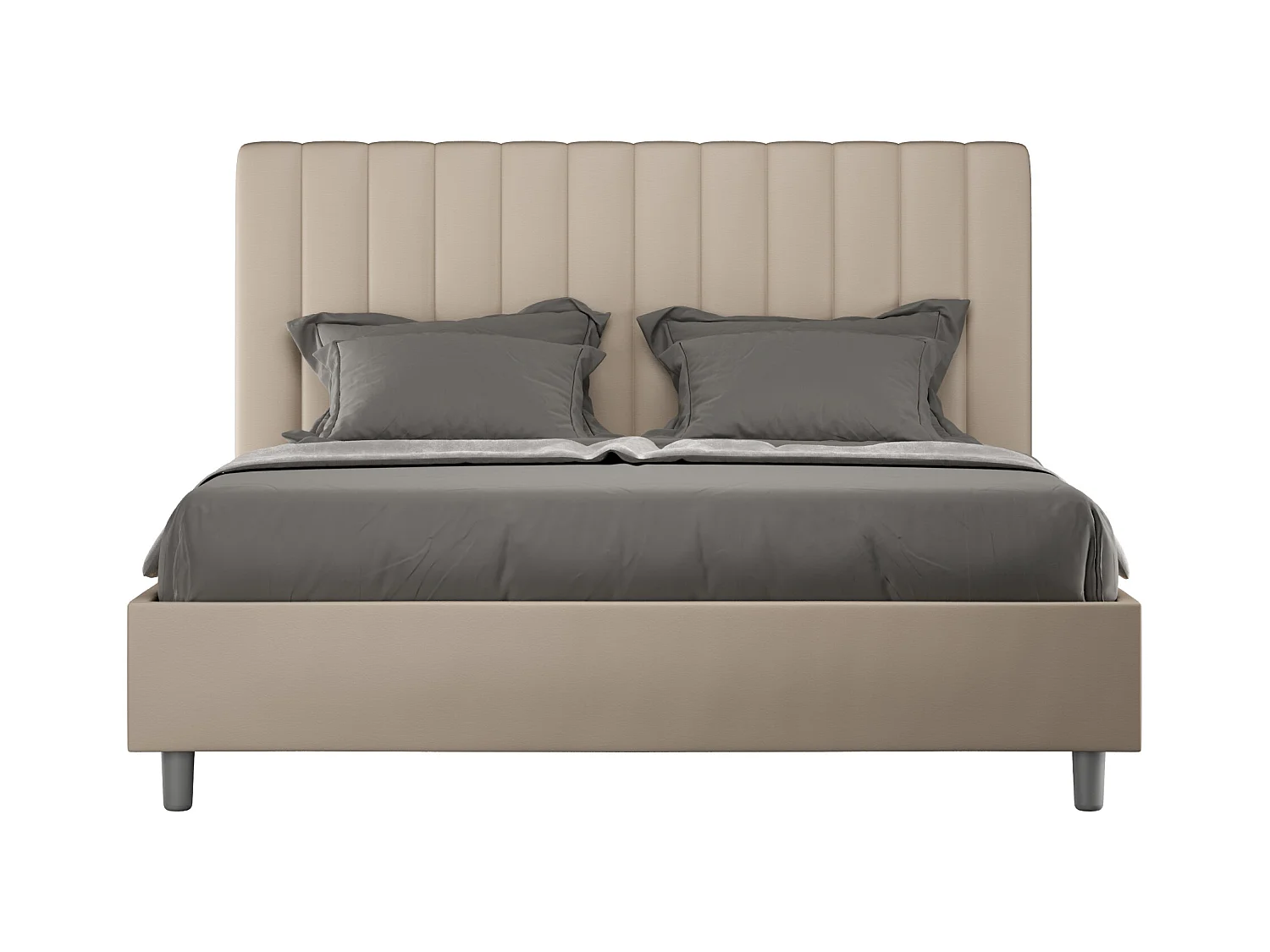 Lit sans sommier rembourré 160x200 similicuir taupe Agueda