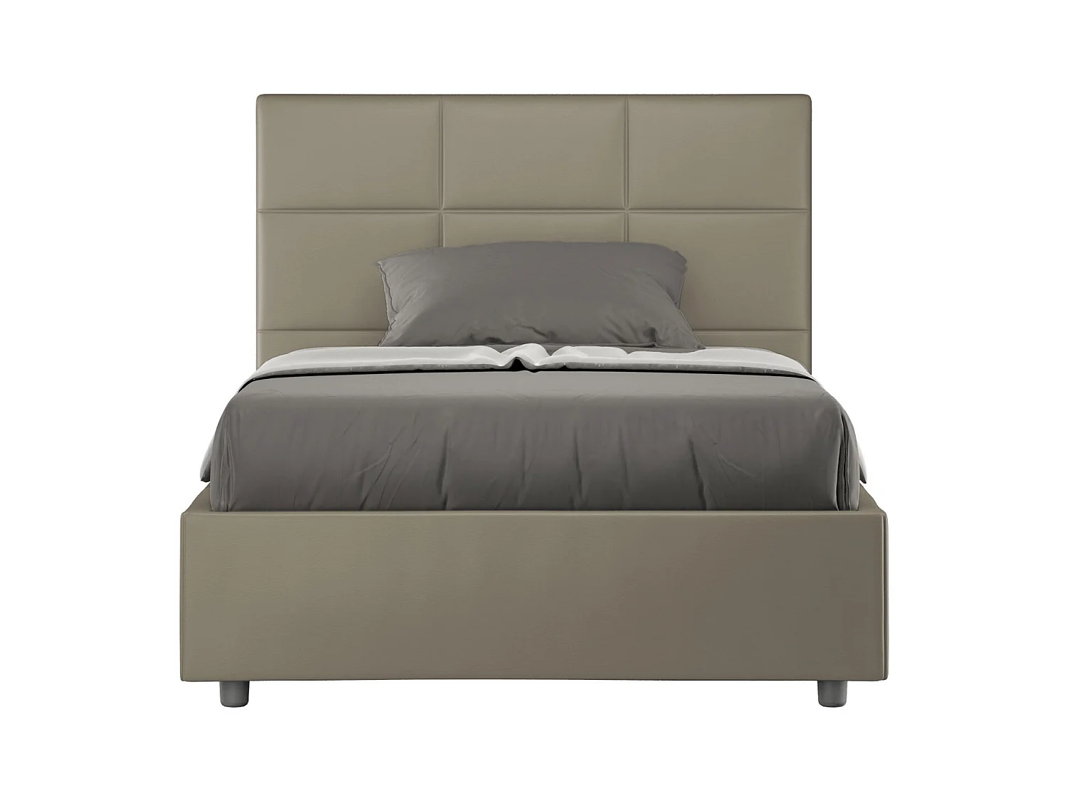 Lit 1 place et demi sans sommier rembourré 120x190 similicuir cappuccino Mika