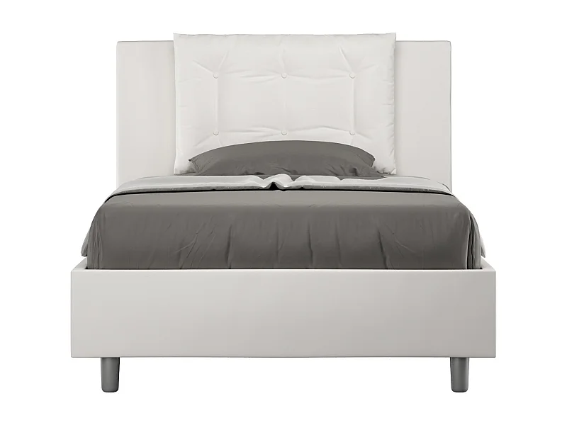 Letto con rete imbottito 120x190 similpelle bianco Annalisa