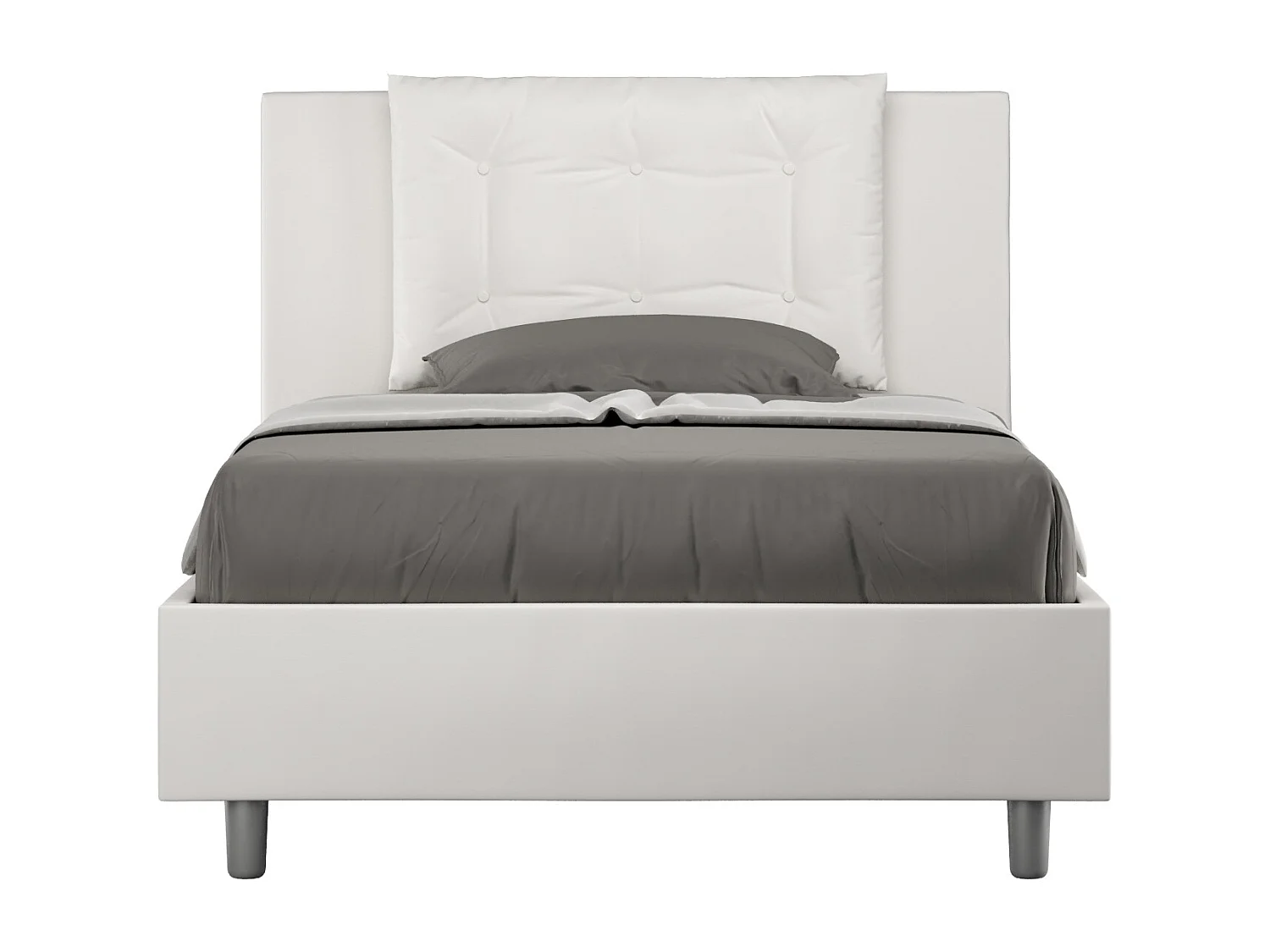 Letto con rete imbottito 120x190 similpelle bianco Annalisa