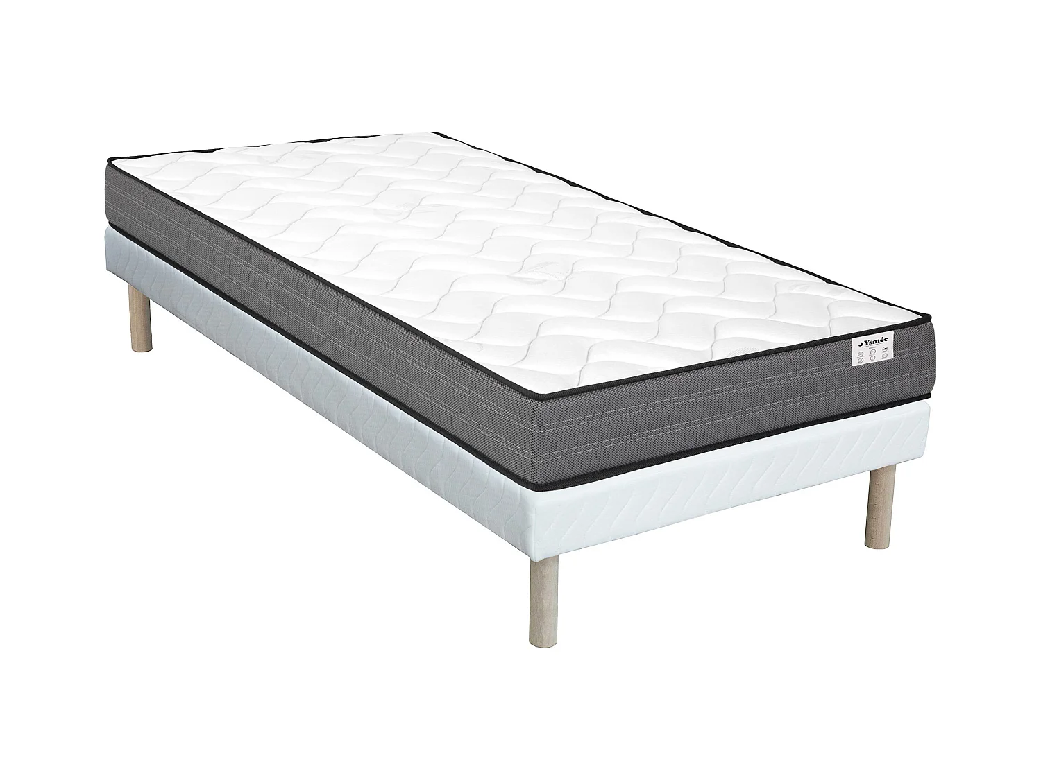 Ensemble 90 x 190 cm sommier + matelas ressorts ensachés ép.20cm - AMBRACIE de YSMÉE
