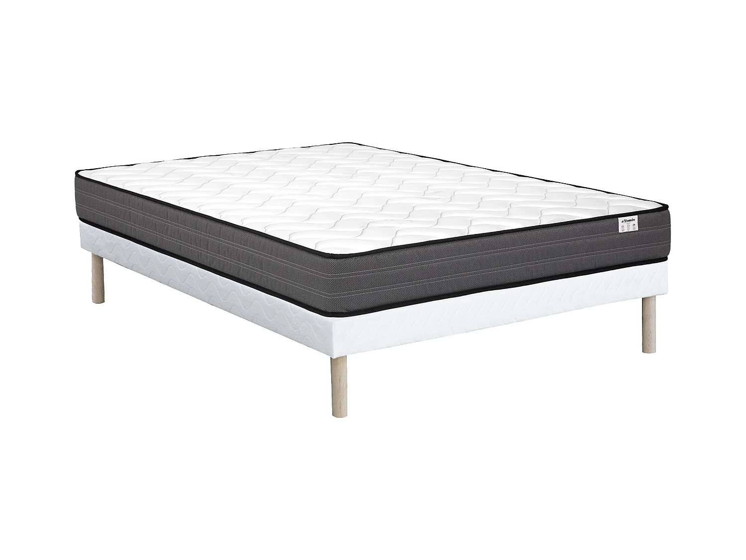 Komplett-Set - 140 x 190 cm - Bettgestell + Taschenfederkernmatratze - Stärke 20 cm - AMBRACIE von YSMÉE