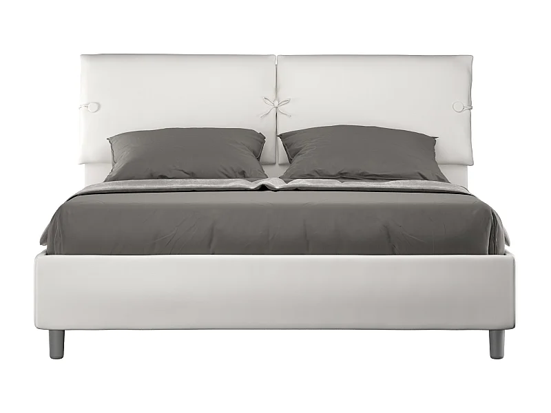 Lit sans sommier rembourré 160x210 similicuir blanc Sleeper