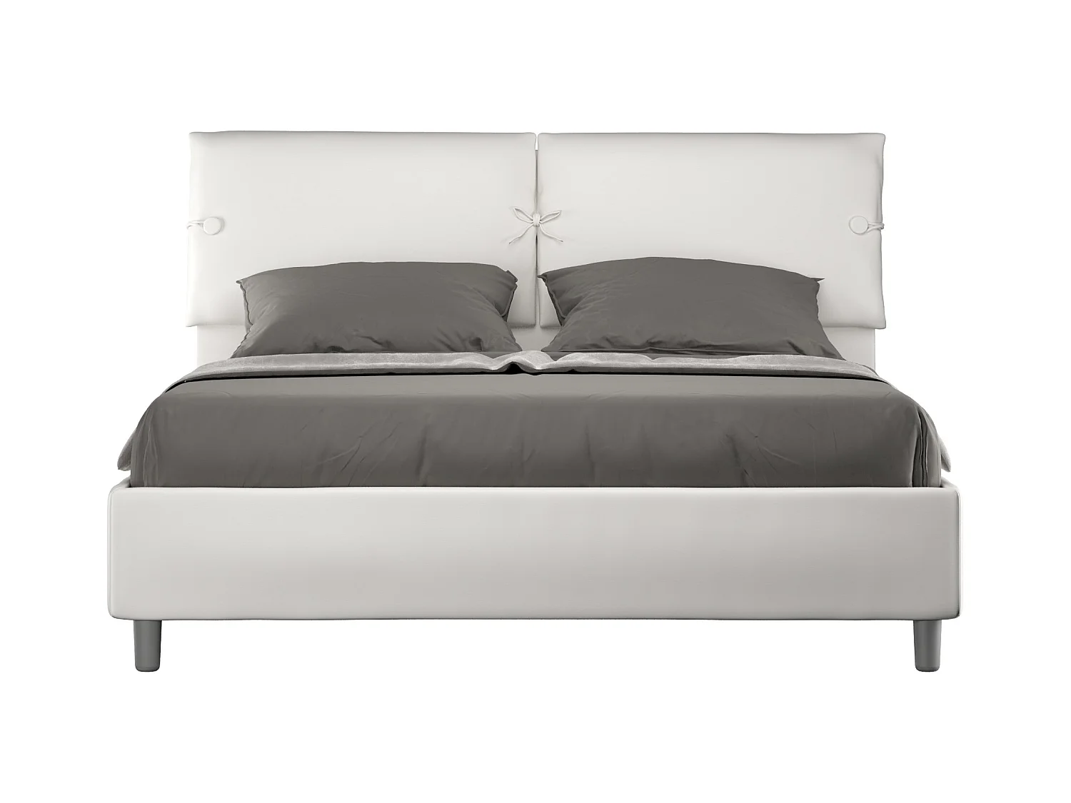 Slaapbank wit kunstleder gestoffeerd bed zonder bedbodem 160x210