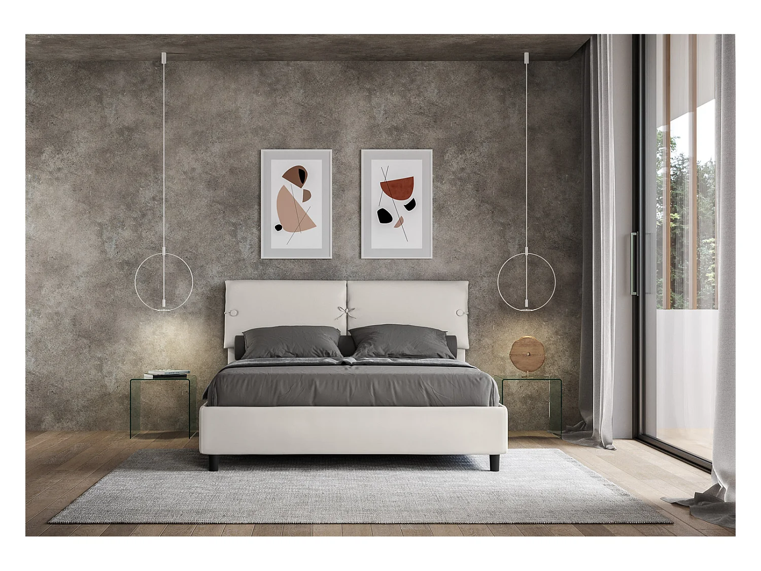 Slaapbank wit kunstleder gestoffeerd bed zonder bedbodem 160x210