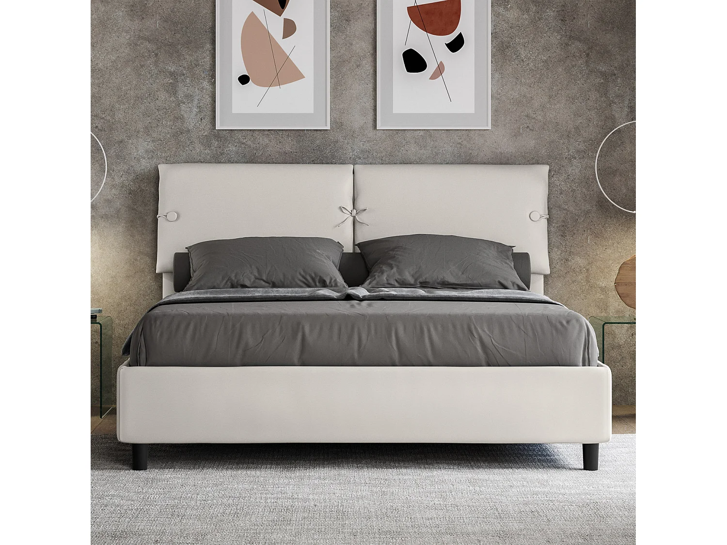 Łóżko bez stelaża tapicerowane 160x210 sztucznej skóry Biały Sleeper