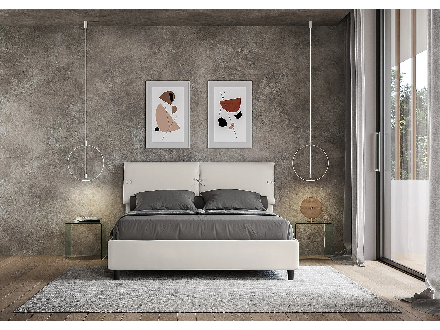 Łóżko bez stelaża tapicerowane 160x210 sztucznej skóry Biały Sleeper