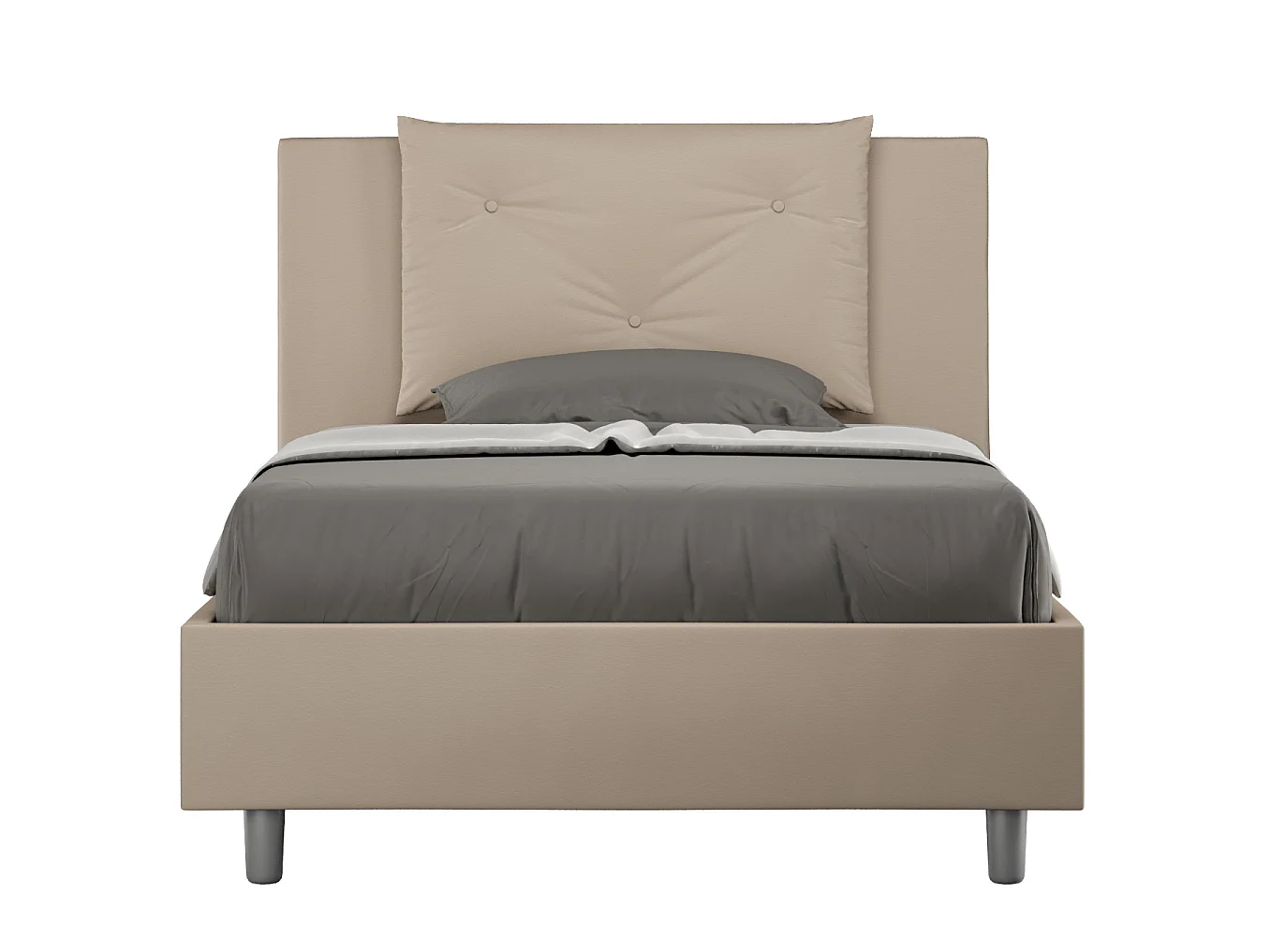 Lit 1 place et demi sans sommier rembourré 120x190 similicuir taupe Appia