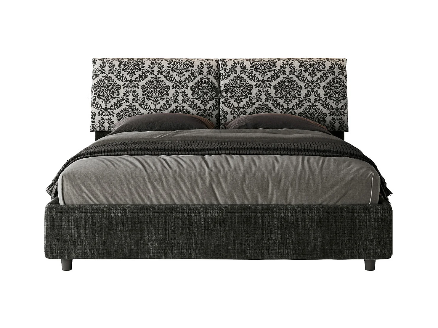 Gestoffeerd bed zonder bedbodem 160x210 Agata 8 Mados blauwe stof